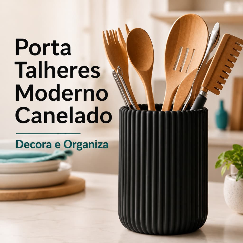 Porta Talheres Canelado Moderno Porta Utensílios Porta Colheres Organizador de Cozinha 15cm