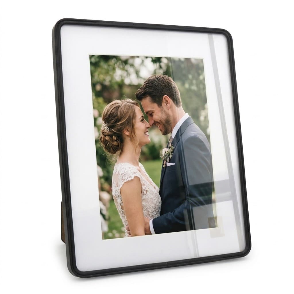 Porta Retrato 15x20 Preto Metal Moldura com Paspatur Branco