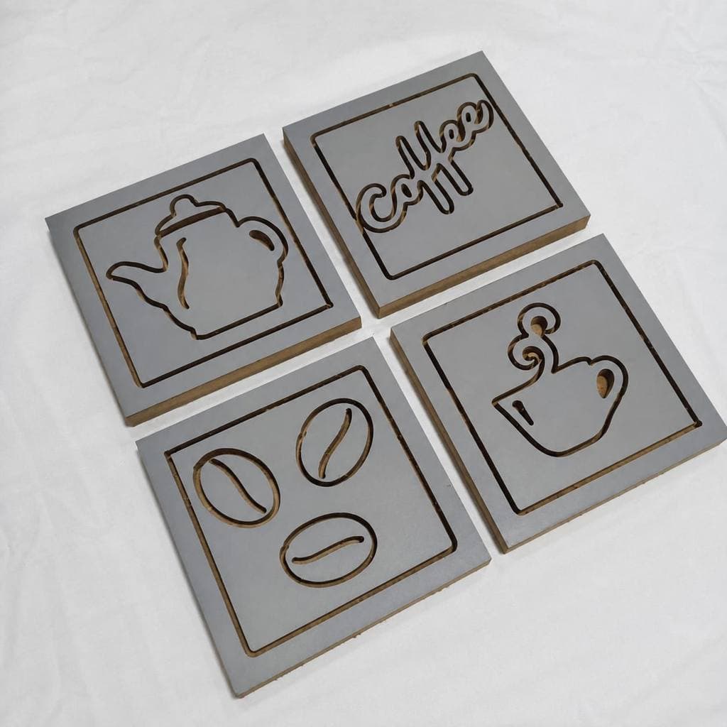 Kit 4 quadros decorativos cantinho do café mdf 15mm decoração cozinha