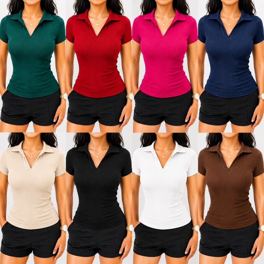 Blusa Gola Polo Feminina Canelada Básica Casual Elegante Para Trabalhar Tendencia Dia a Dia