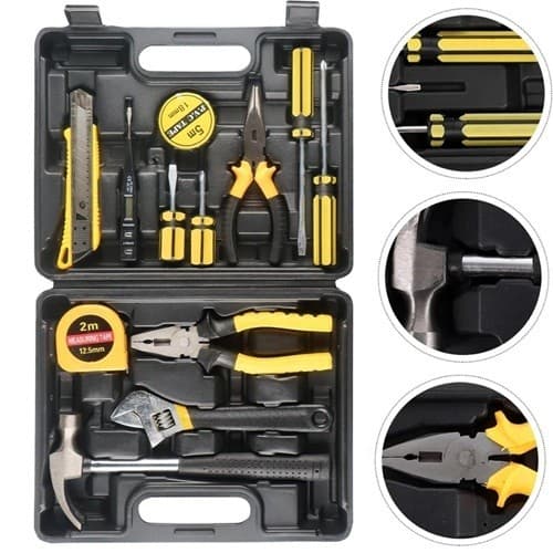 Kit Ferramenta 12 Peças + Maleta Alicate Trena Martelo Multifuncional  Pronta Entrega