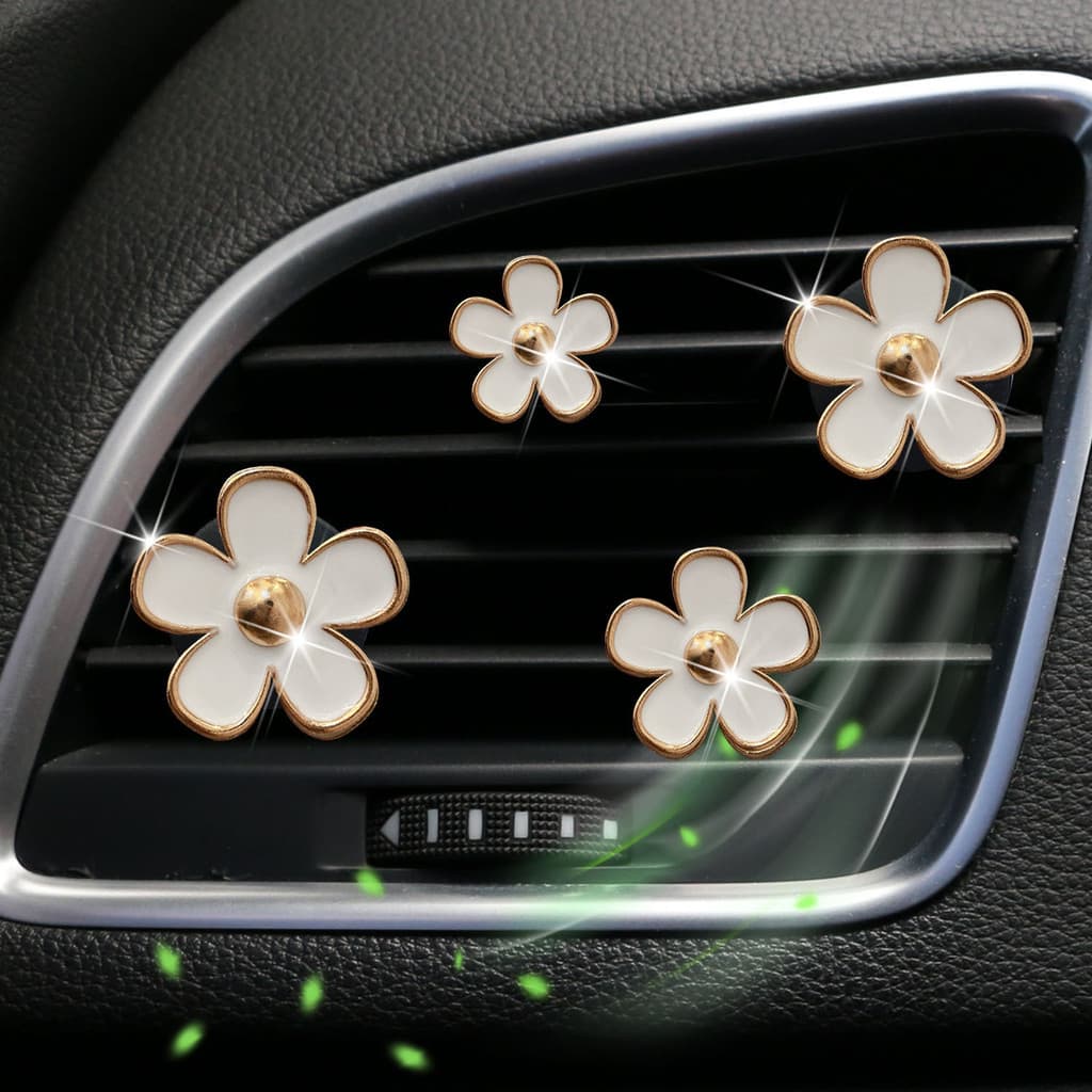 ENVIO RÁPIDO Mini Clipe Decorativo para Perfume de Carro em Forma de Flor Margarida de Cinco Pétalas, Suporte Difusor de