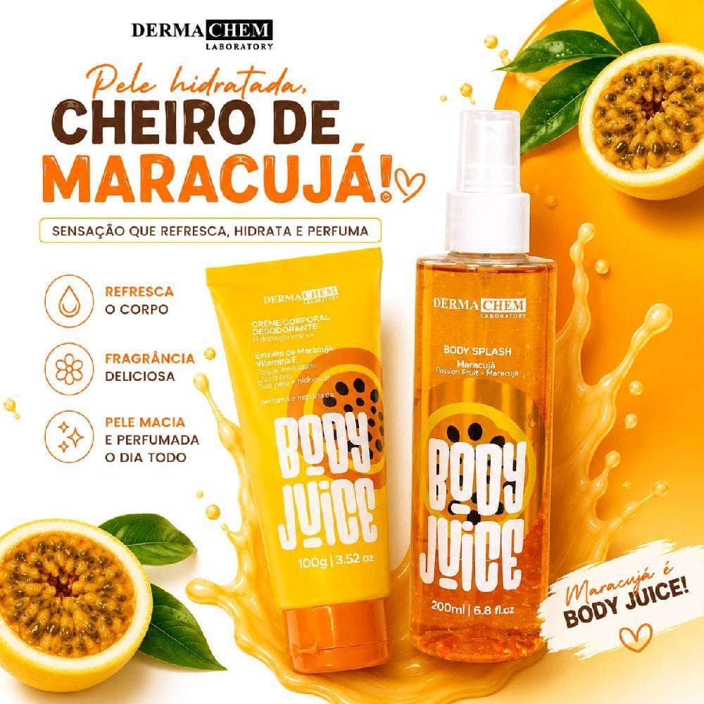 Kit Body Splash + Hidratante Corporal Maracujá Body Juice Dermachem
