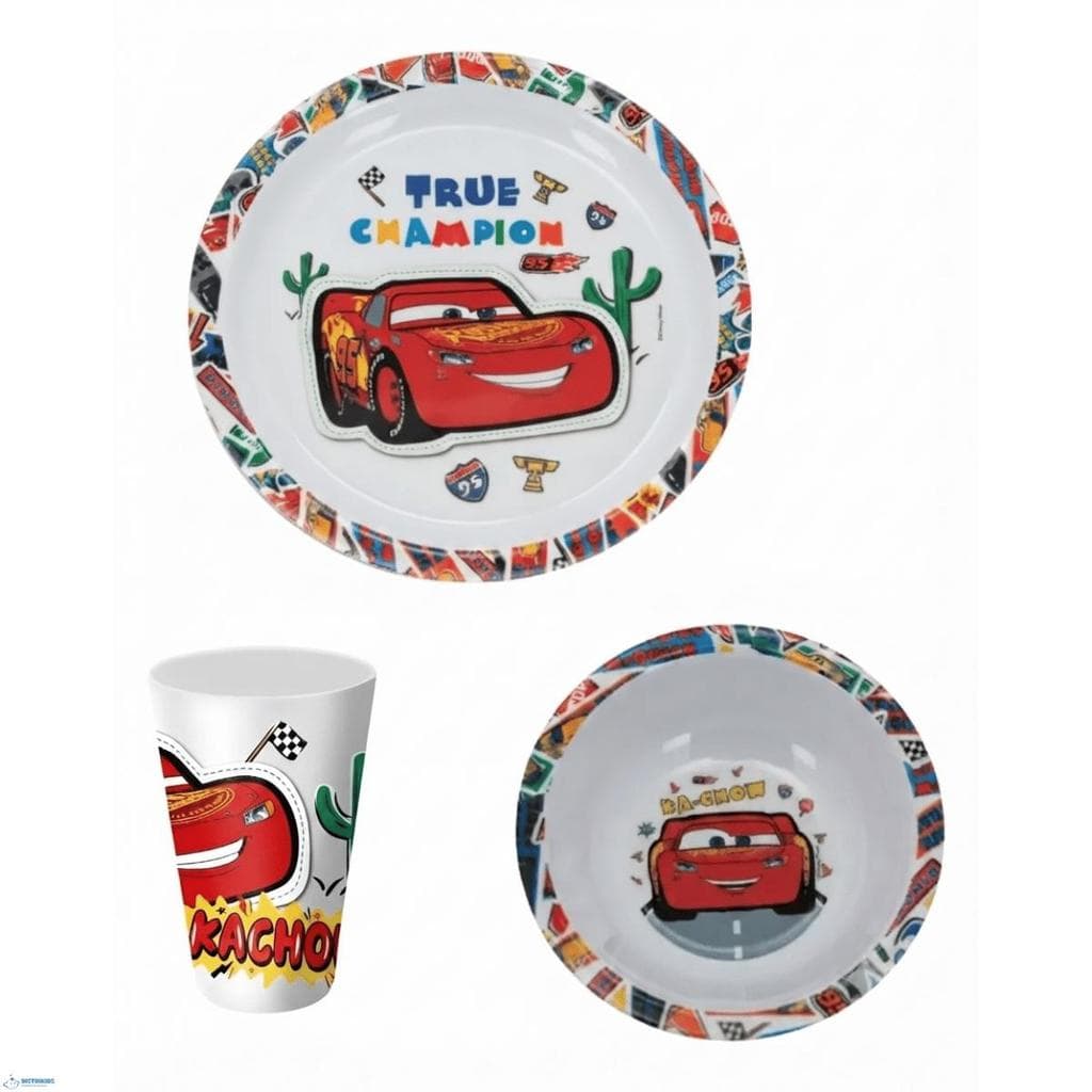 Kit Refeição Infantil Disney Carros Melamina 3 Peças Livre De BPA Tuut