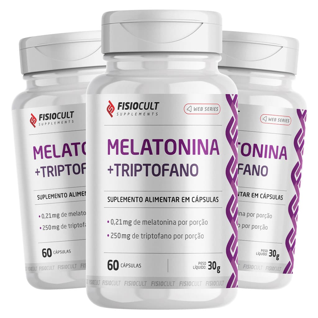 Kit 3x Melatonina Triptofano 60 Cápsulas Auxilio no Sono FisioCult Supplements