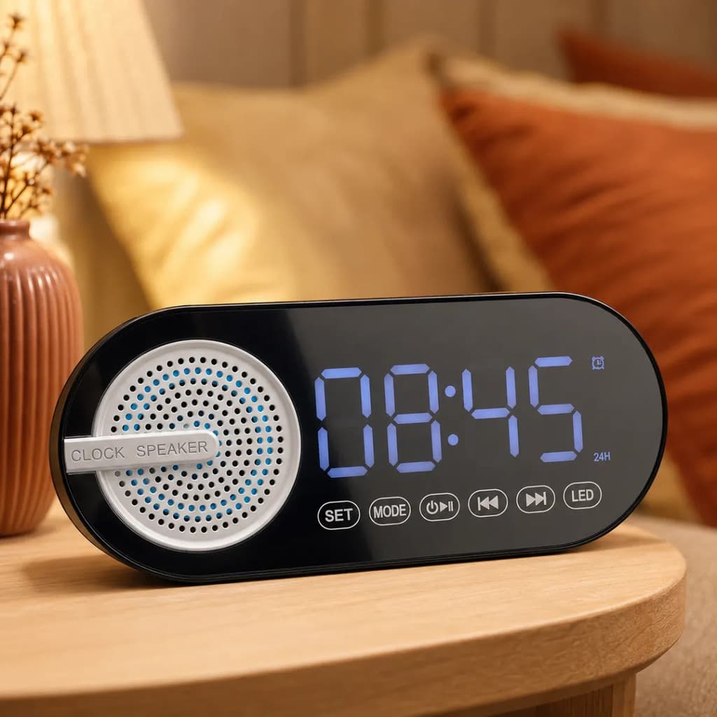 Rádio Relógio Digital Despertador Led Usb Mesa Cabeceira