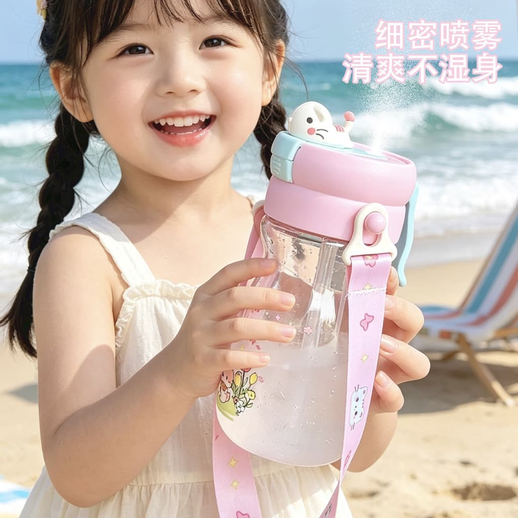 2026 copo de água spray infantil meninos meninas verão grande capacidade escola ao ar livre plástico spray de água pote