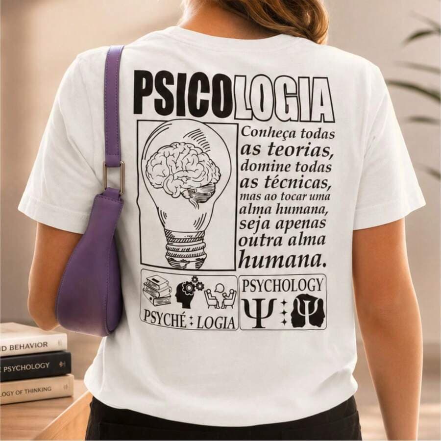 Camiseta Feminina Psicologia Babylook Manga Curta 100% Algodão