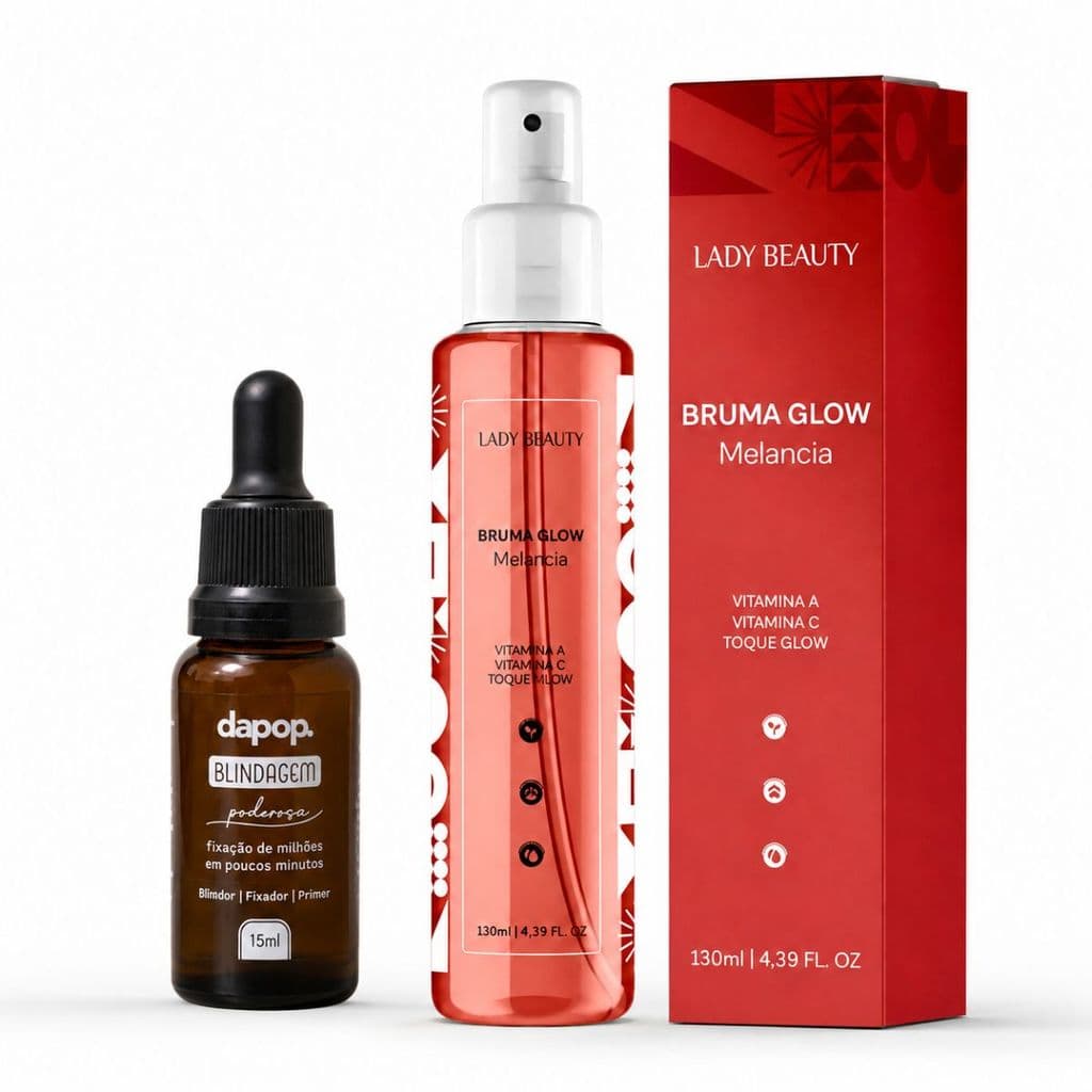 Kit Blindagem Dapop + Bruma Glow Melancia Lady Beauty Fixador Hidratante Maquiagem Longa Duração