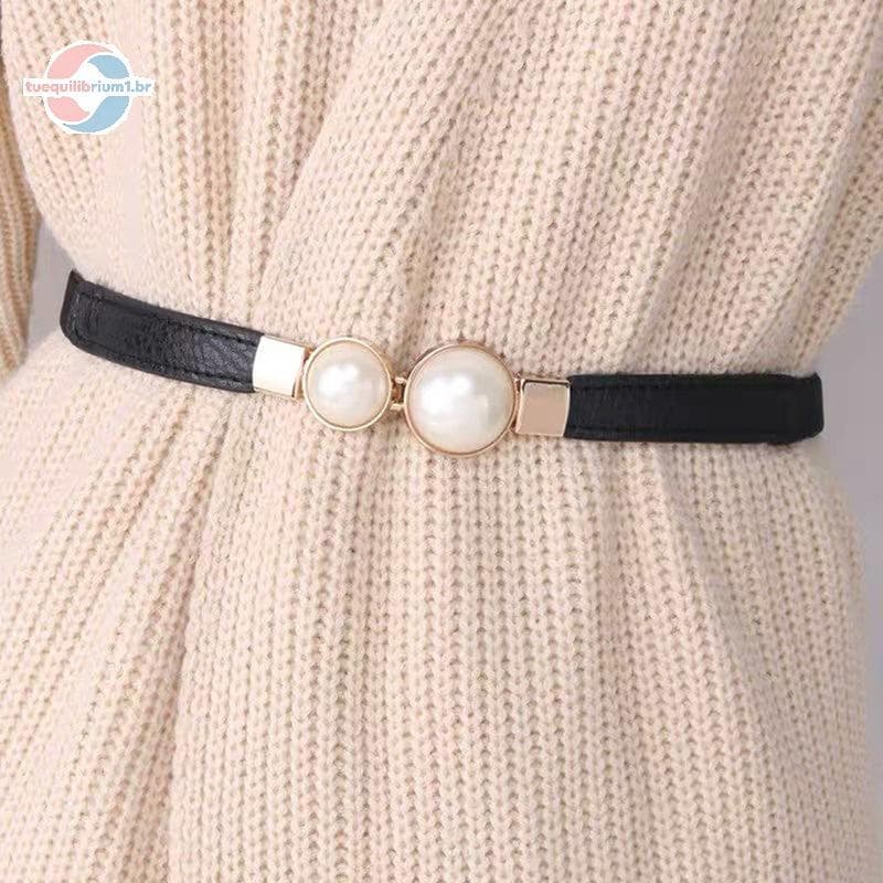 tue Pérola Bule Cinto De Couro Do Plutônio Vestido Saia Cintura Elástica Fina Cintos Femininos Senhoras Acessórios BR