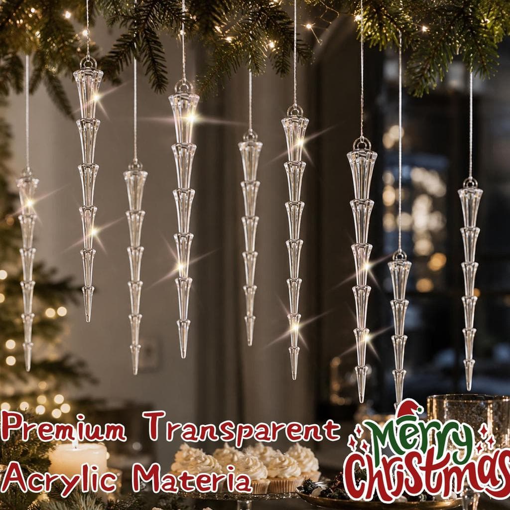 Ornamento De Gelo Acrílico Torcido-Acessório De Suspensão De Árvore Anti-Queda Resistente-Kit De Layout De Férias Com Ex