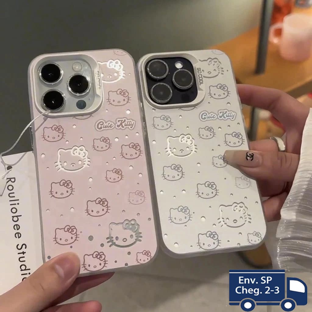 Capa Capinha feminina Anti Impacto Para iPhone 11 12 13 14 15 16 17 XR X XS Pro Max Plus hello kitty 120312