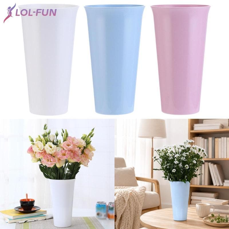 [Brcolaxi1] Vaso Decorativo De Plástico Com Aparência Branca Suporte De Flores Estético Elegante Para Sala De Estar E Co
