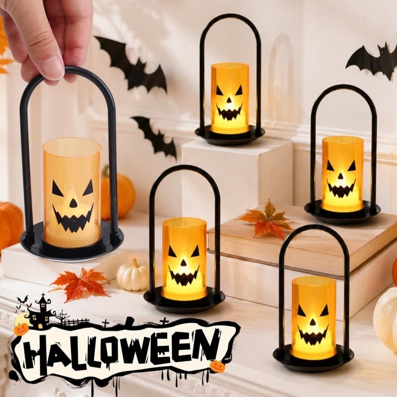 Lâmpada De Castiçal De Simulação LED Alimentada Por Bateria-Halloween Ghost Face Candle Light Decoração De Terror