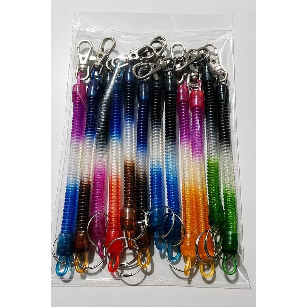 Chaveiro Elastico Espiral Com Mosquetão - Pacote Com 12 Unid