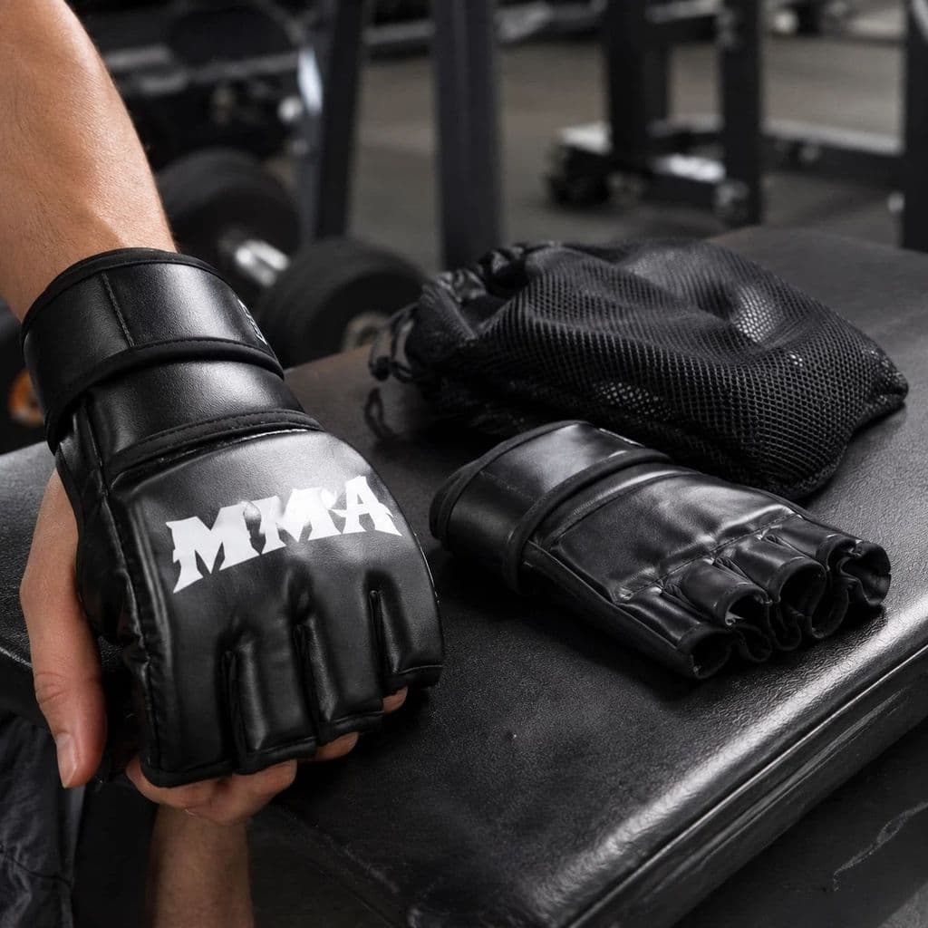 Luva Boxe 3cm Espuma p/ Saco Pancada - Proteção Punho - Masculina Preta c/ Bolsa