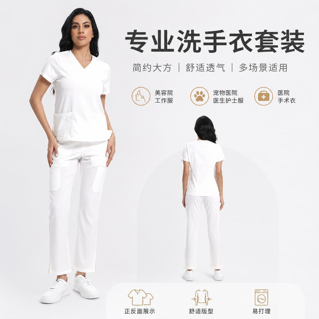 Conjunto de uniforme de enfermagem com decote em V, roupa de trabalho cirúrgica de manga curta para salão de beleza, con