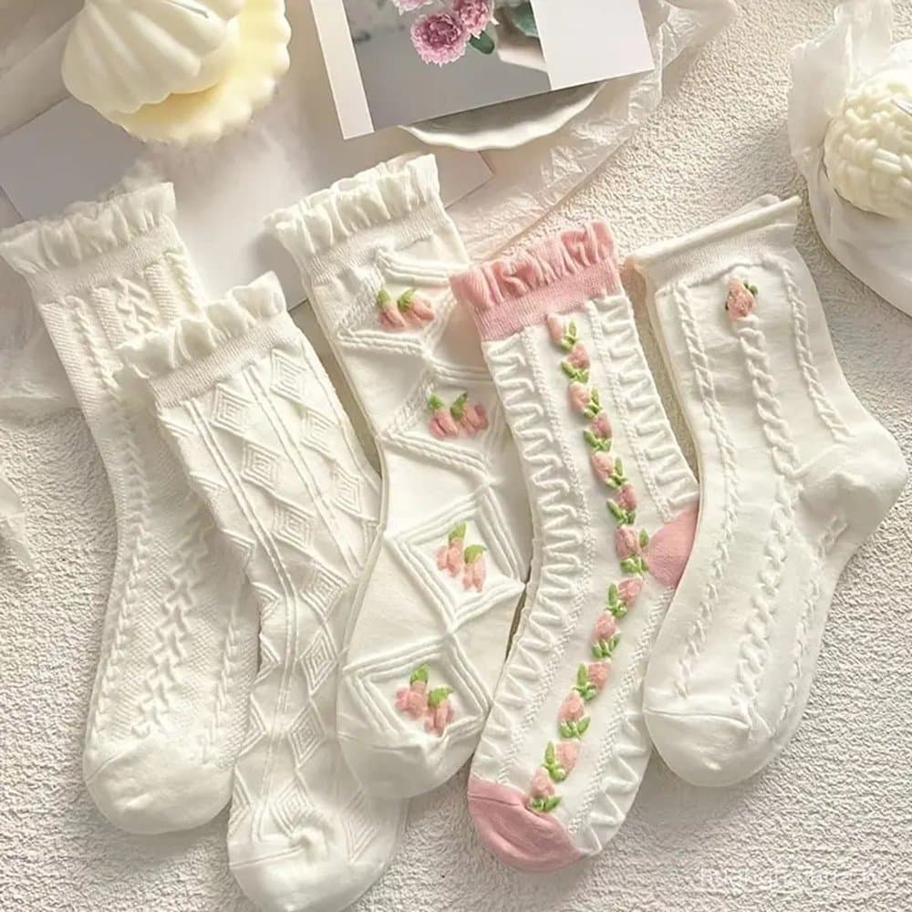 5 Pares De Meias Da Moda Coreana E Doces Fofos Personalizados