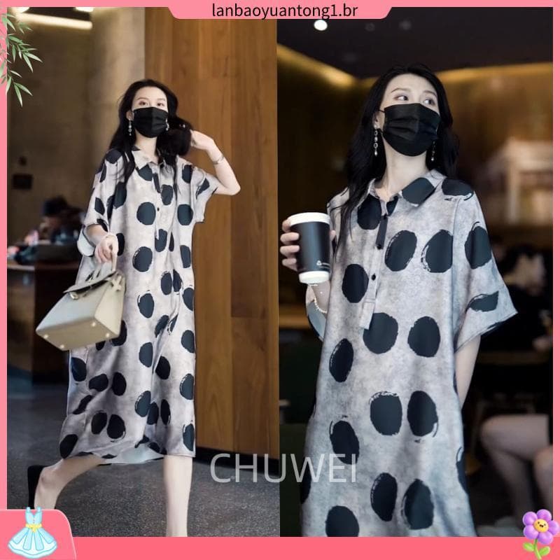 Moda estilo Casual capa solta carne estilo francês em linha reta Polka Dot vestido de luxo grande marca senhora capa bar