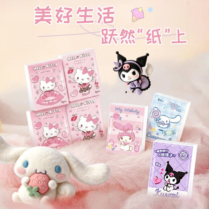 Sanrio lenço impresso genuíno papel Natural sem fragrância tecido impresso três camadas nuvem pele macia sentir pequeno