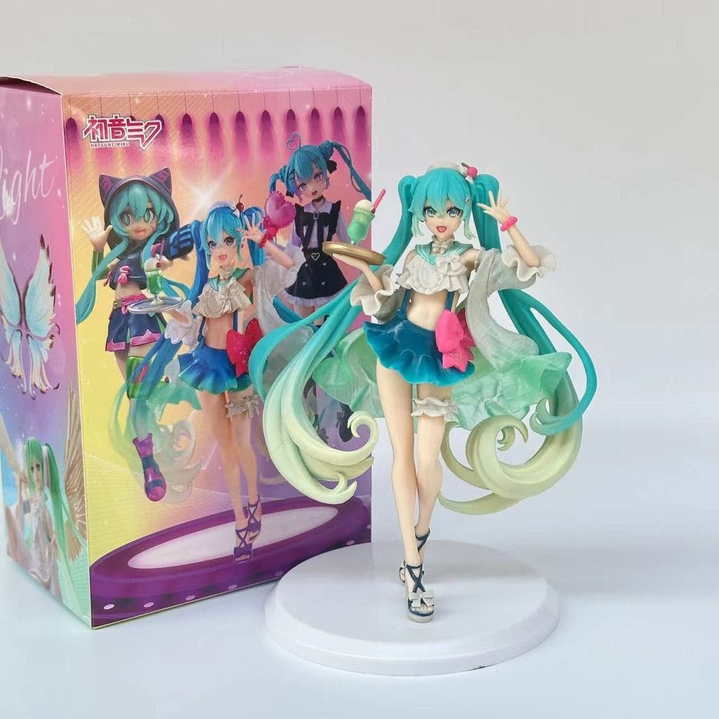 Hatsune Miku Figura Verão Creme Soda Hatsune Série de Sobremesa em Pé Linda Menina Figura Decoração de Chassi