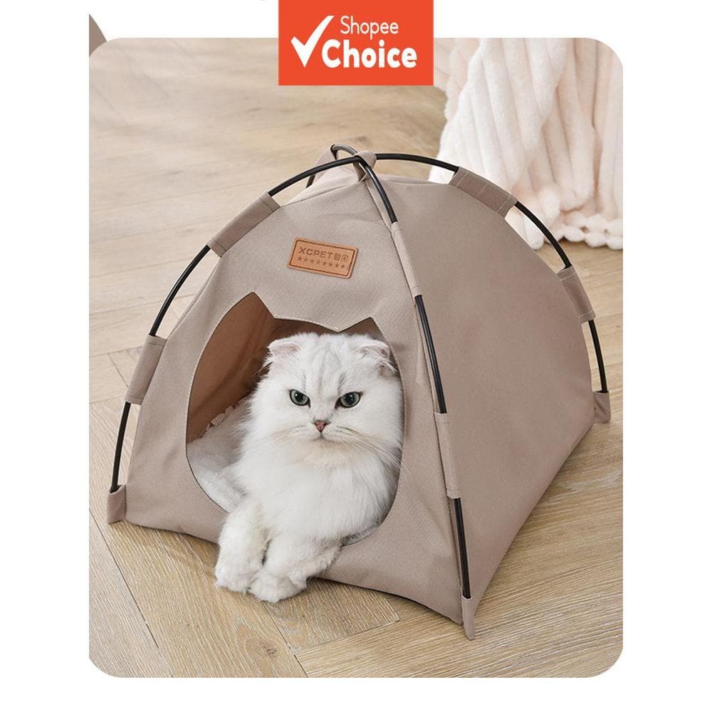 Tecido Oxford Dobrável Para Barraca De Gato Com Almofada De Pelúcia Uso Interno , Escova De Dentes Animais De Estimação