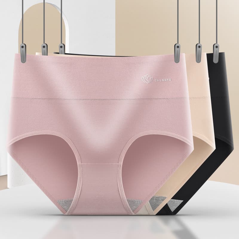 [Pacote independente] Chun's Grafeno Antibacteriano Cintura Alta Algodão Puro Roupa Interior Feminina Barriga-Estilhando