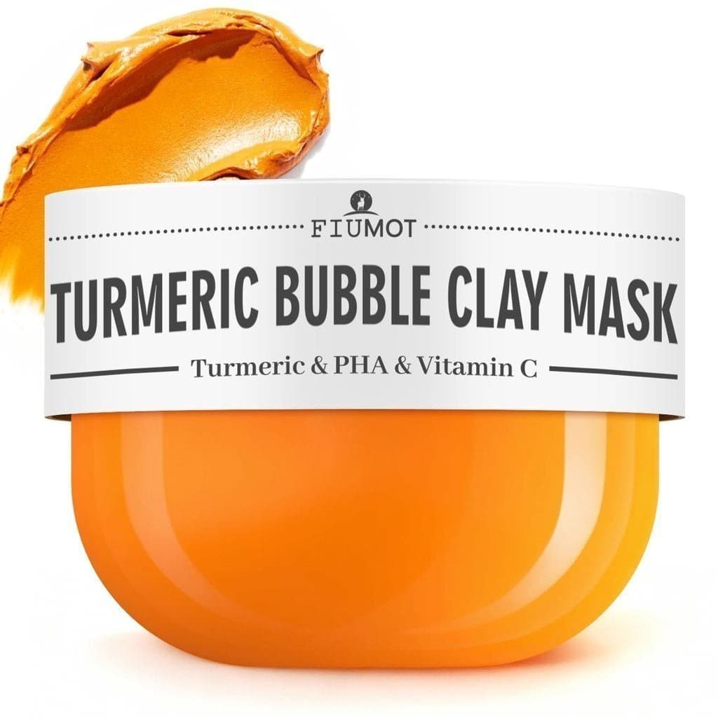 Uma máscara de lama espumante contendo cúrcuma e vitamina C, com ingredientes de PHA, adequada para limpeza profunda dos
