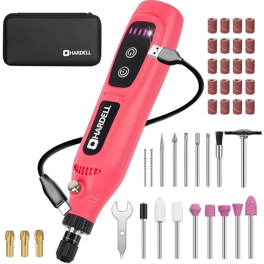 HARDELL Mini Ferramenta Rotativa Sem Fio, Kit de Ferramenta Rotativa de 5 Velocidades com 43 Acessórios, Ferramenta Rota