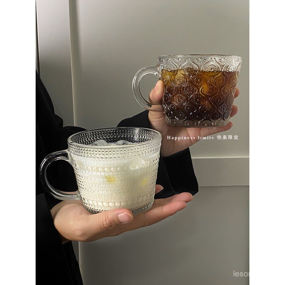 Com alça ins xícara de café copo de leite de alto valor copo de café da manhã Latte boca grande copo de suco de vidro co