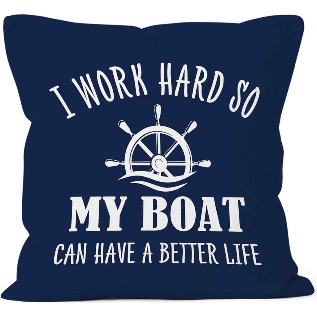 Capas de Almofada Decorativas Náuticas Azul Marinho com Estampa de Barco Engraçado 18x18, Capas de Almofada para Decoraç