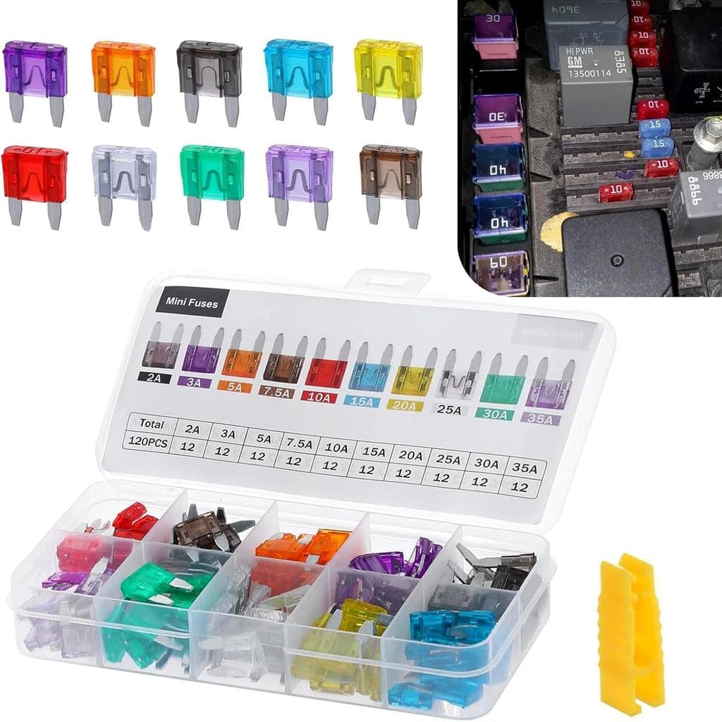 Kit de 120 Peças de Fusíveis Automotivos, Fusíveis de Lâmina Mini, Fusíveis de Conexão de 2A-35A, Universal para a Maior