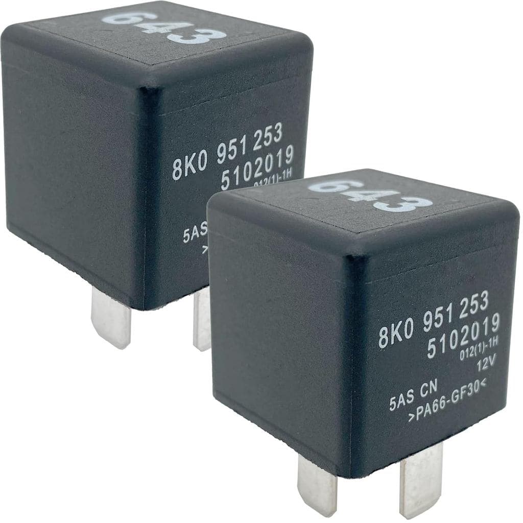 Relé 643 (Pacote com 2) 12V 30A 4 Pinos SPST Relé Automotivo - Substituição Testada com Precisão para #   8K0951253, Com