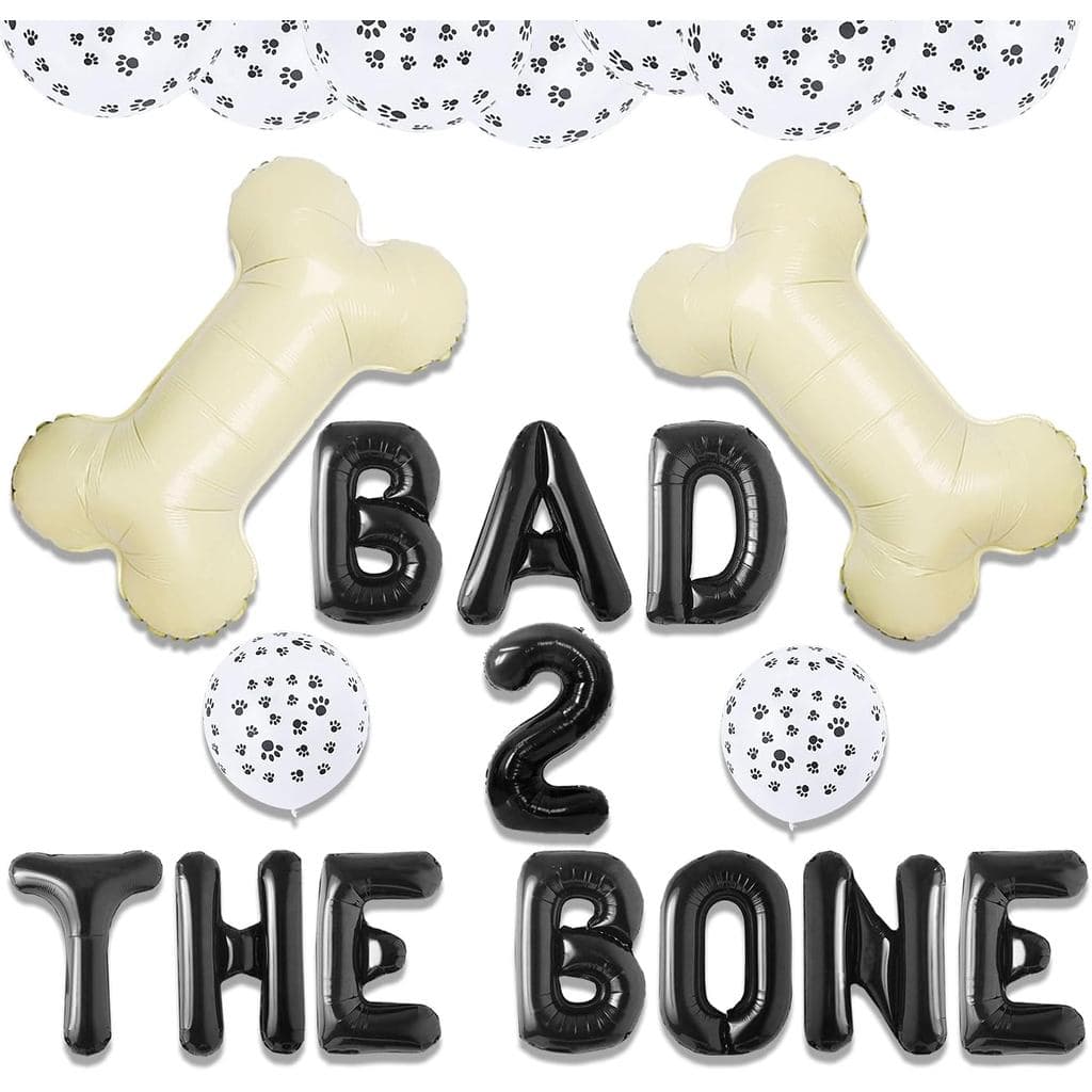 Decorações para Festa de 2º Aniversário do Cachorro Preto LaVenty, Balões Bad 2 the Bone, Decorações para Festa Bad Two