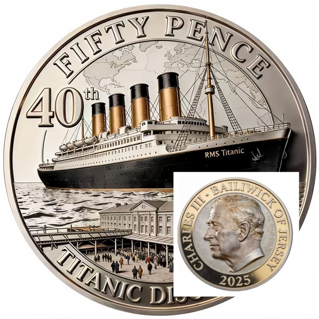 Moeda da sorte de edição limitada comemorando o 40º aniversário da descoberta do Titanic - item colecionável do jogo TQL