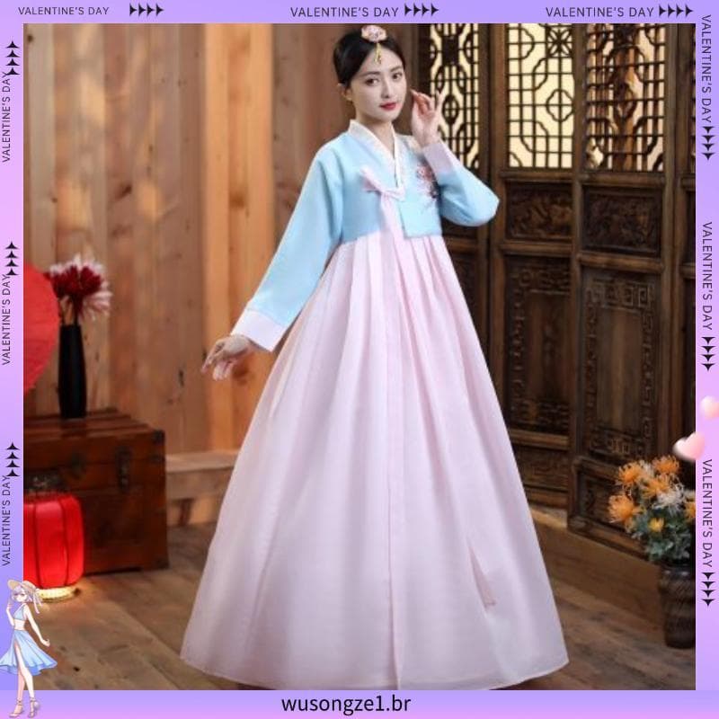 Dança Hanbok traje feminino tradicional palácio longo hoje vestido minoria étnica coreano dança desempenho traje