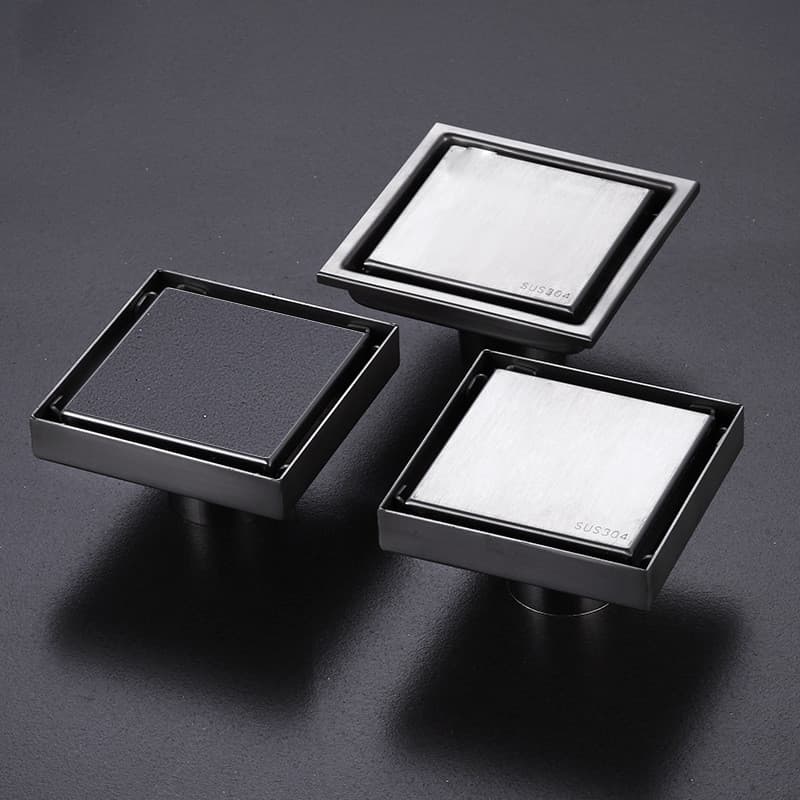 Dreno De Chão Desodorante Quadrado Preto 304 , Piso Invisível De Aço Inoxidável 10x10cm , Ralo De Banheiro E Chuveiro