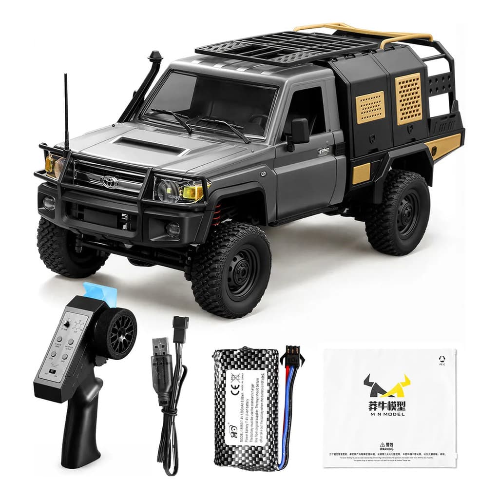 BAMIKA Toyota LC79 Picape RC MN82S Escala 1:12 Tração 4WD Off-Road Controle Remoto 2.4G Luzes Funcionais Prata/Preto