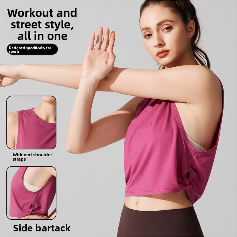Colete esportivo Top solto Yoga Wear secagem rápida respirável camiseta de manga curta correndo manga de Fitness