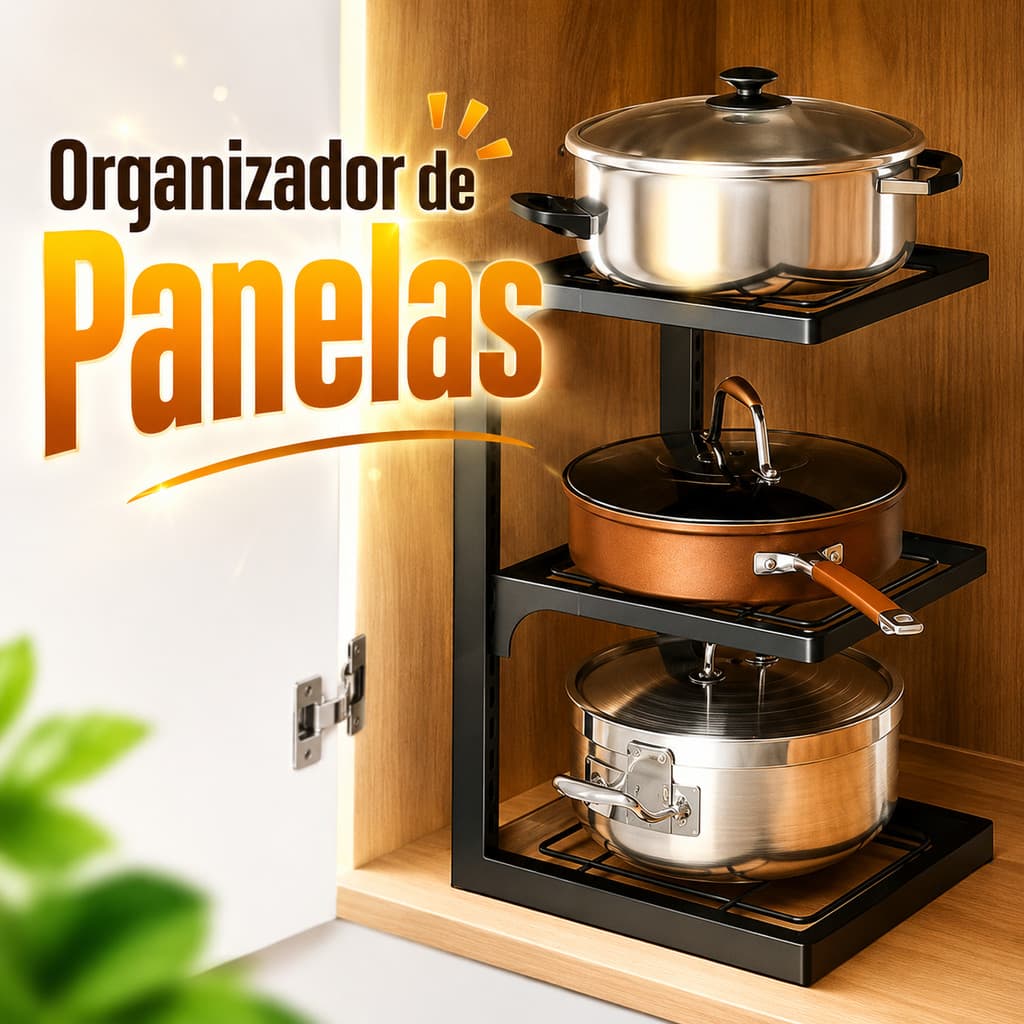ORGANIZADOR DE PANELAS VERTICAL 3 ANDARES AJUSTAVEL SUPORTE PARA COZINHA ARMARIO BANCADA PRATELEIRAS