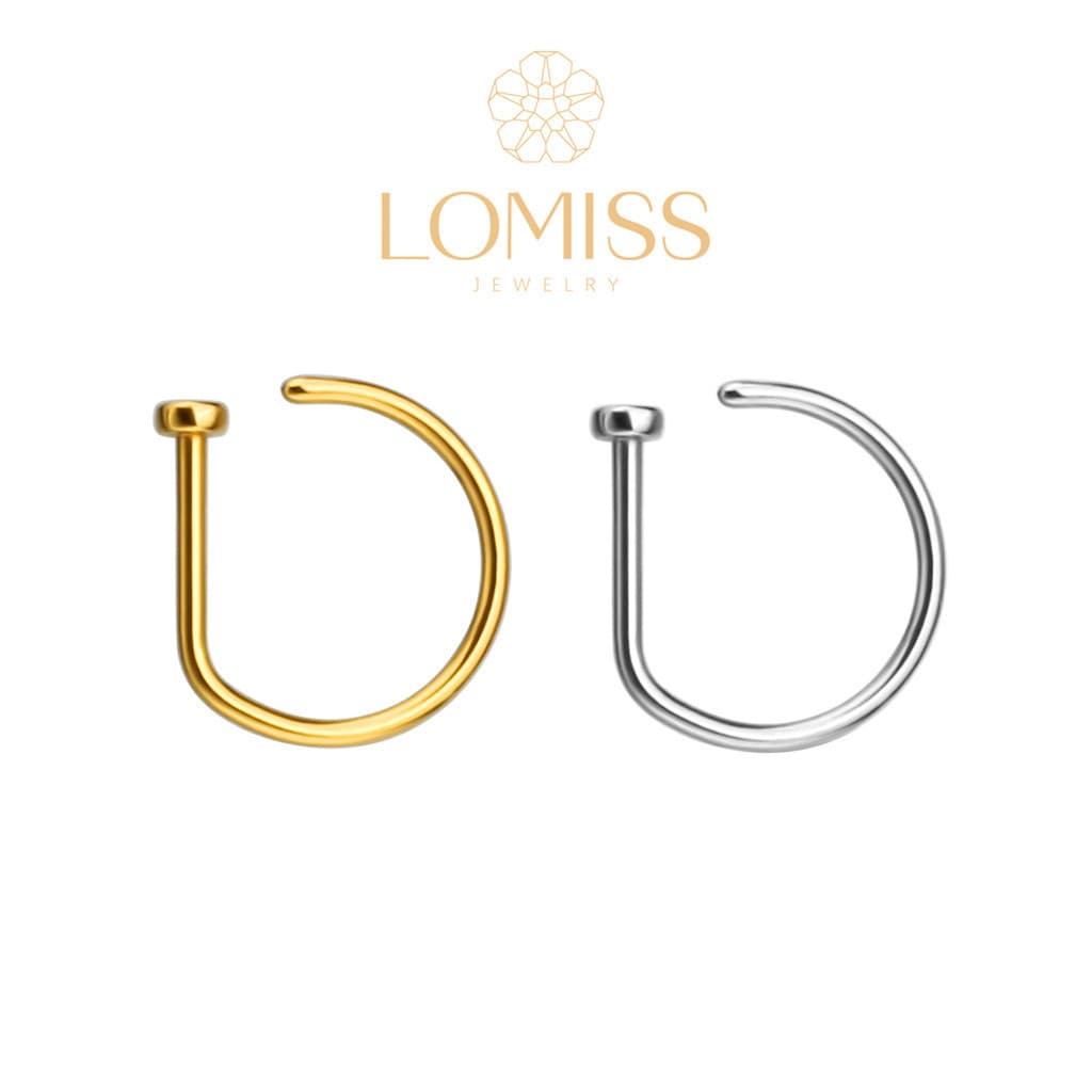 Piercing D-Ring Argola Dourado em Aço Cirúrgico para Nariz, Nostril, Septril, Rook e Conch