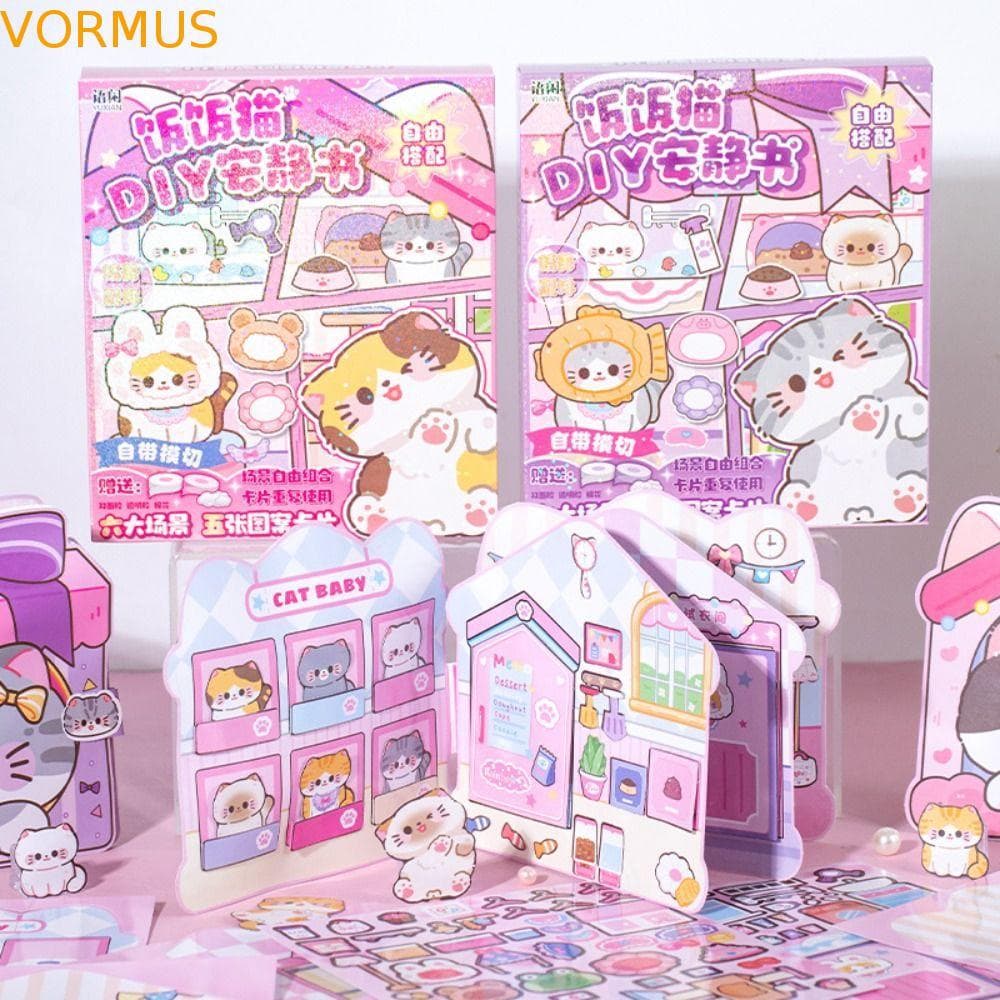 Livro Silencioso , De Adesivos De Gato Feito À Mão Montessori , Papel 3D Desenho Animado DIY Crianças Ocupado Brinquedo
