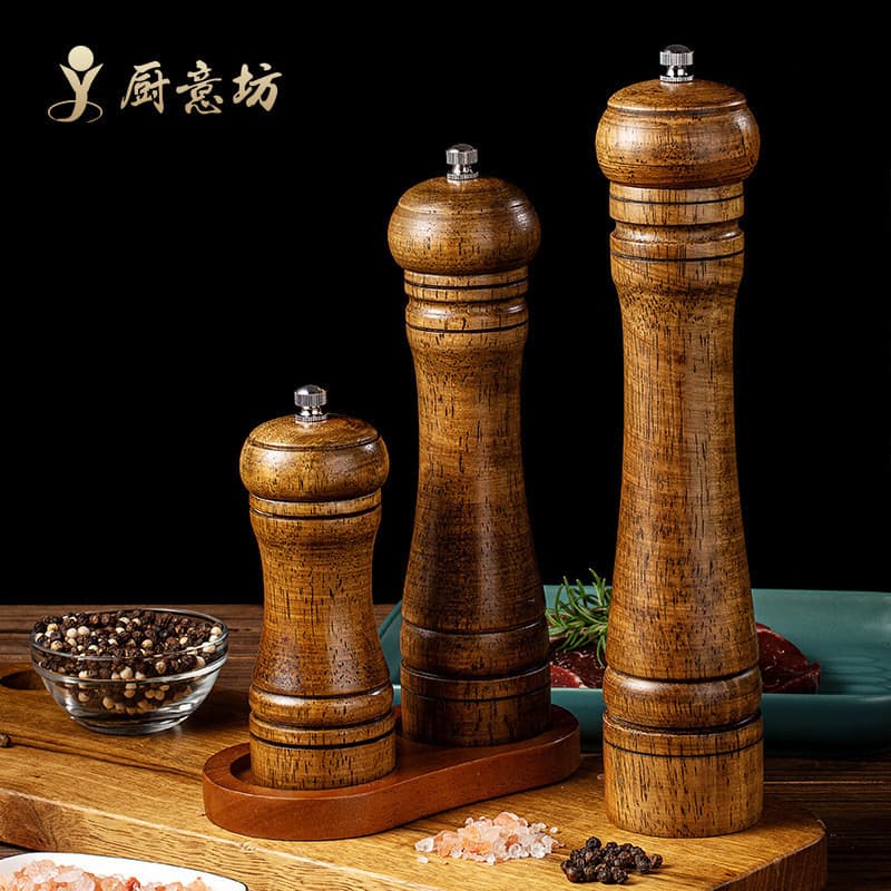 Manual 17cm 27cm 33cm moedor de pimenta carvalho Sichuan pimenta recém-moída pimenta em pó tempero Jar garrafa moagem
