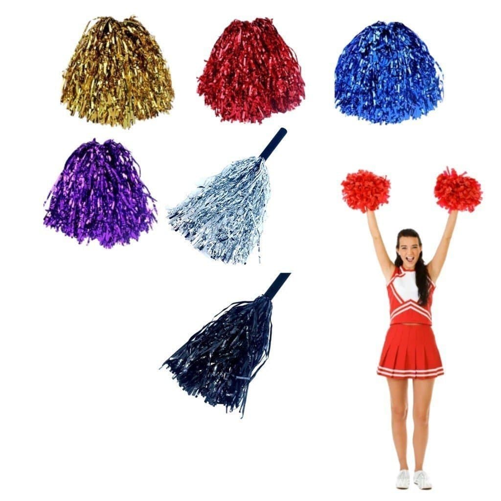 Kit POMPOM Metalizado Líder De Torcida O PAR (2PEÇAS) Carnaval Dança Comemoração