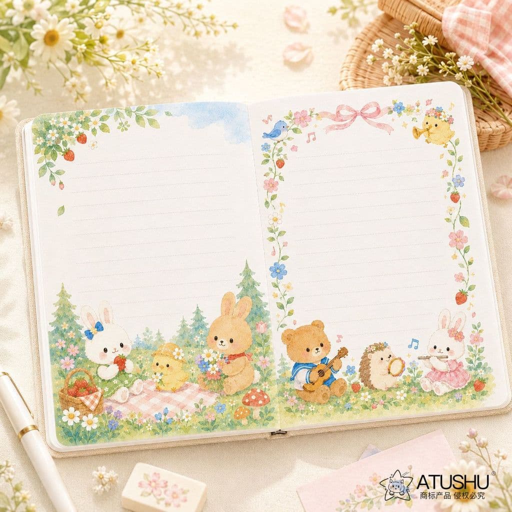 Pintura A Óleo Piquenique Caderno De Couro Bonito Pastoral Menos20260812