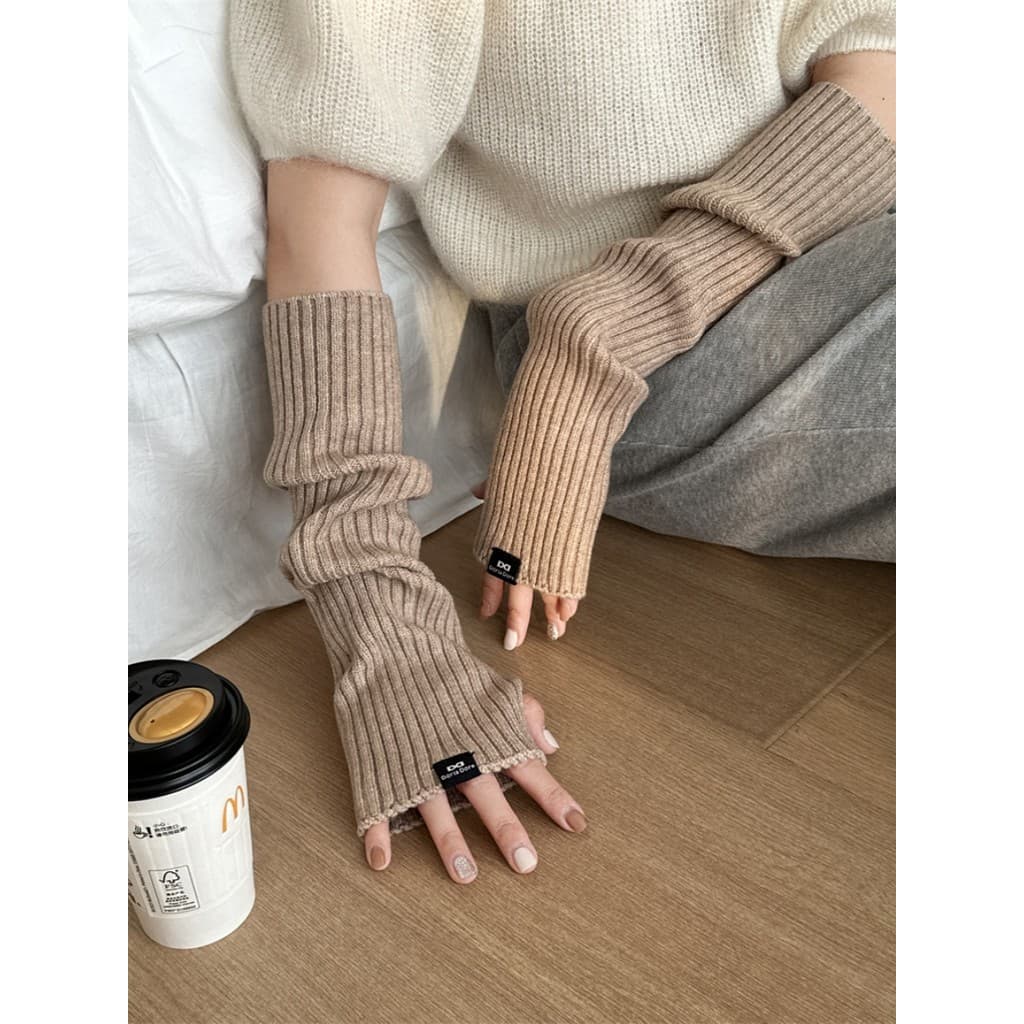 Harajuku estilo luvas All-Match menina braço proteção lã manga braço capa de malha pilha outono inverno manga longa
