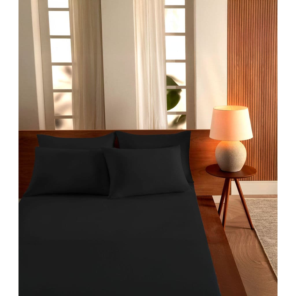 Jogo De Cama King Malha 3 Peças Liso Vivaldi Preto