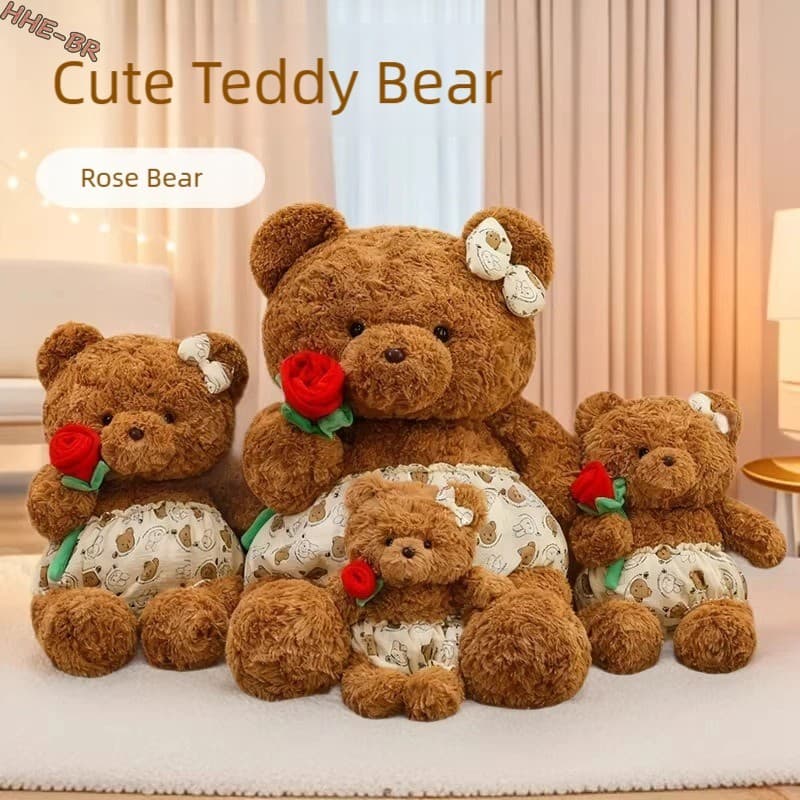 Brinquedo De Pelúcia De Urso De Flor Rosa-Boneca De Vestido De Boa Noite Para Crianças