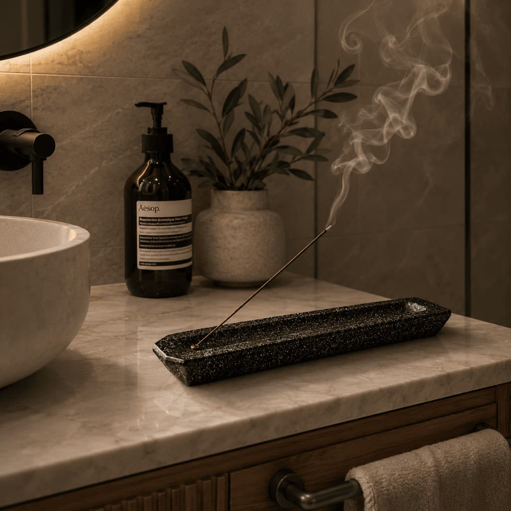 Incensário Mármore Luxo Porta Incenso Decorativo Elegante Premium Decoração Zen Spa Aromático