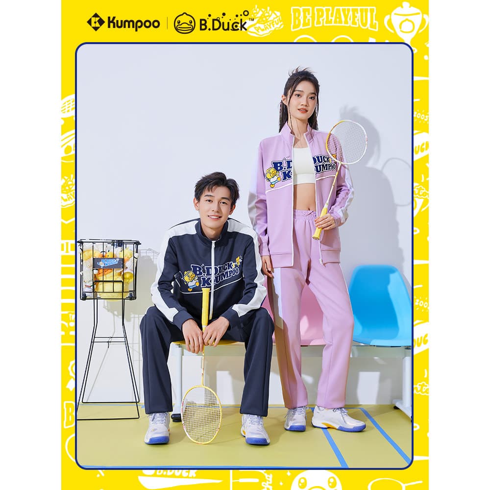 [Little Yellow Duck Co-Branded] Novo estilo camisa de Badminton defumado masculino feminino moletom Casual calças esport